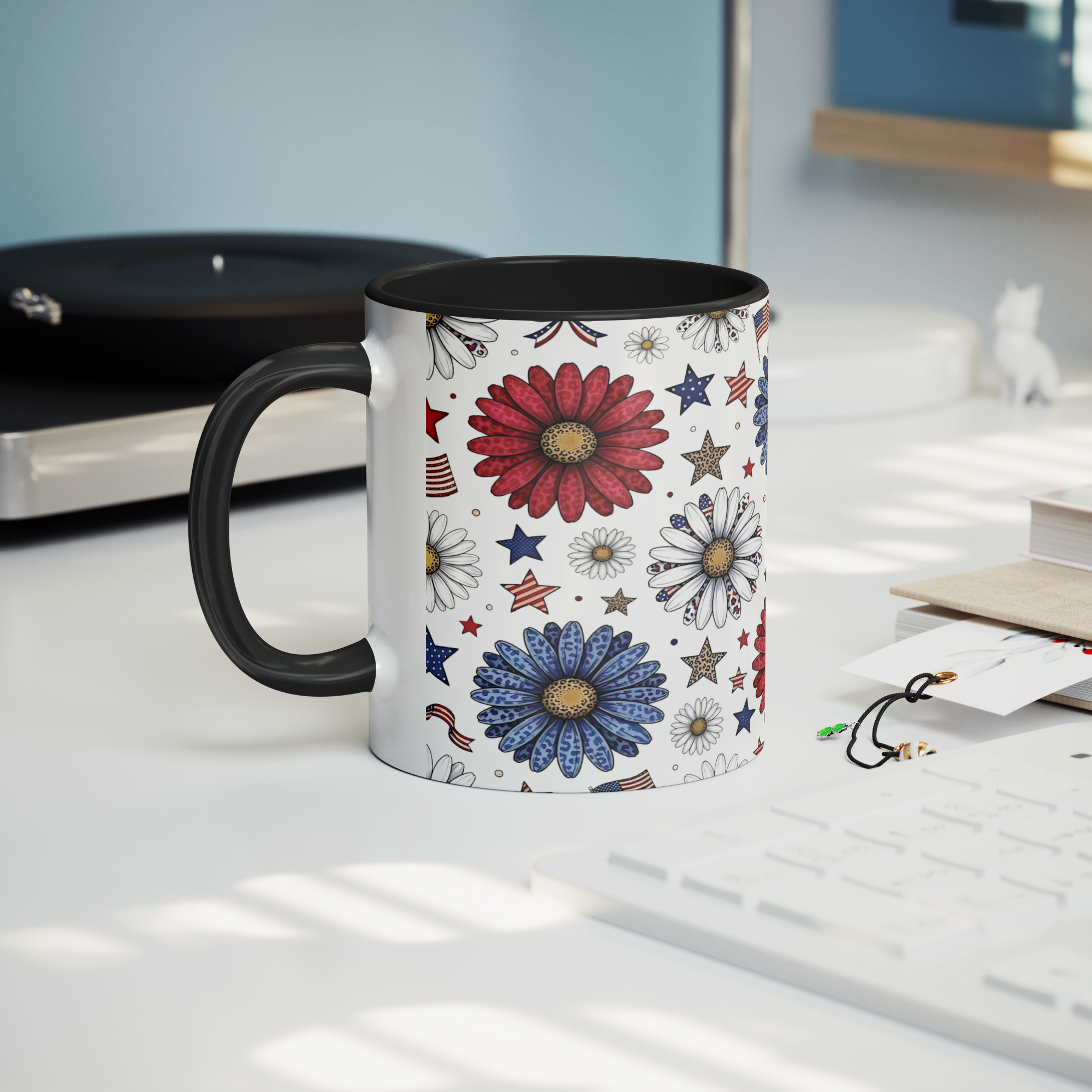 Daisy_and_flags_11oz_Black_Accent_Mug_Mug_Lifestyle_Record_Player_Mockup.png_15743842