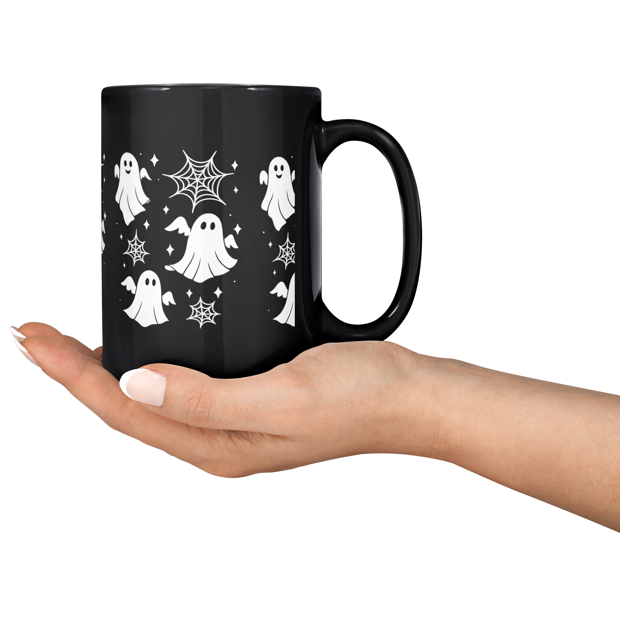 Oversized Halloween ghost mug for hot cocoa nights and autumn lattes.