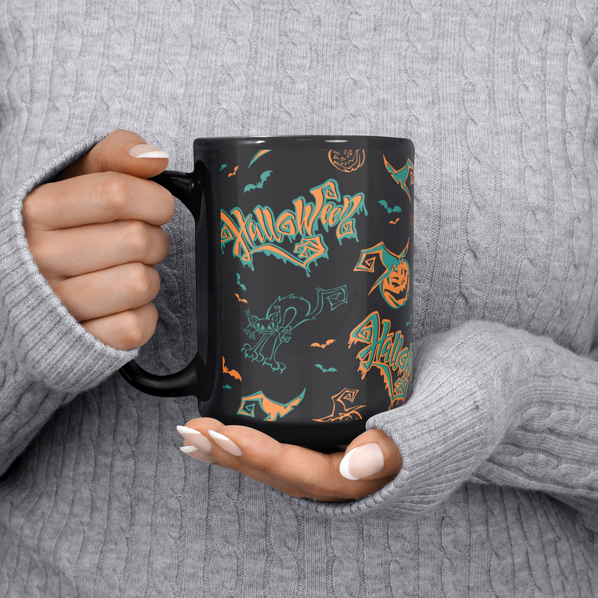spooky halloween coffee cup cozy fall vibes,