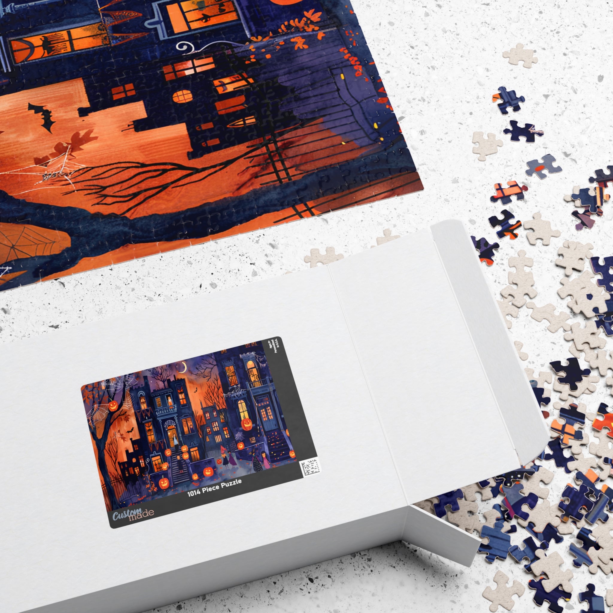 Halloween Town Street Scene Puzzle | Spooky Fall Decor Jigsaw | 500–1000 Piece Halloween Gift