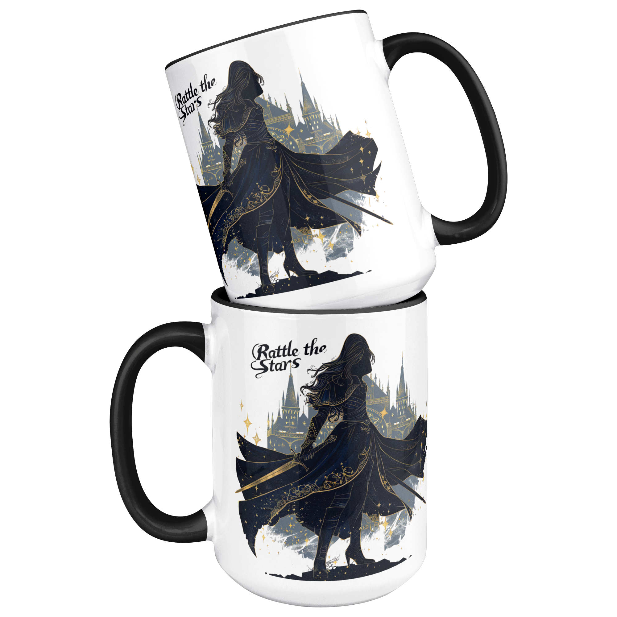 elegant fantasy castle illustration on mug, strong heroine coffee cup gift, romantasy aesthetic drinkware