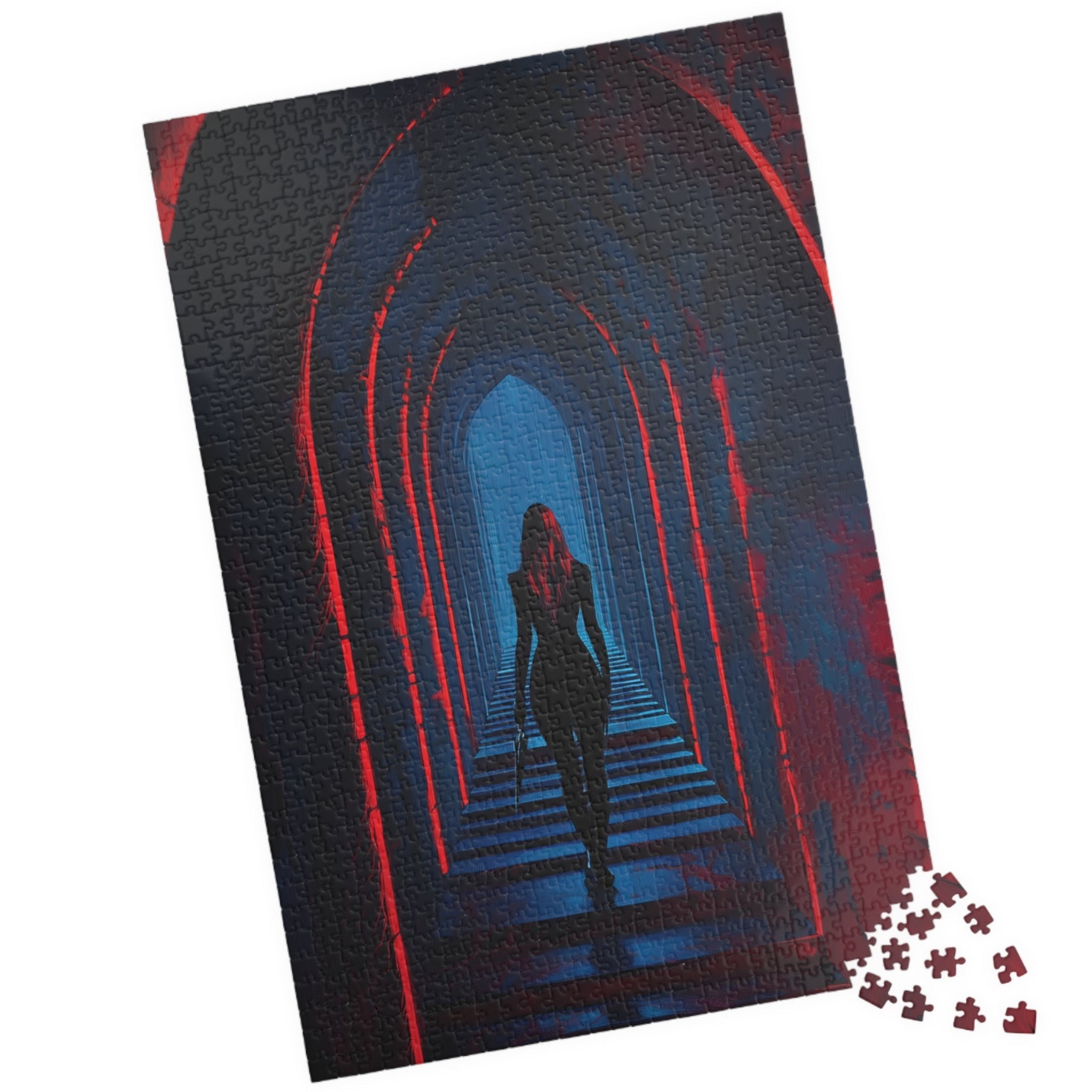 Mystery Woman Gothic Hallway Jigsaw Puzzle Dark Fantasy Aesthetic Puzzle for Adults & Gifts