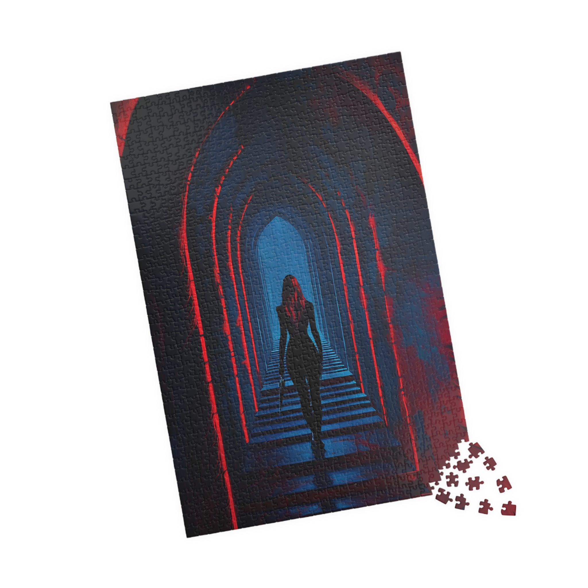 Mystery Woman Gothic Hallway Jigsaw Puzzle Dark Fantasy Aesthetic Puzzle for Adults & Gifts