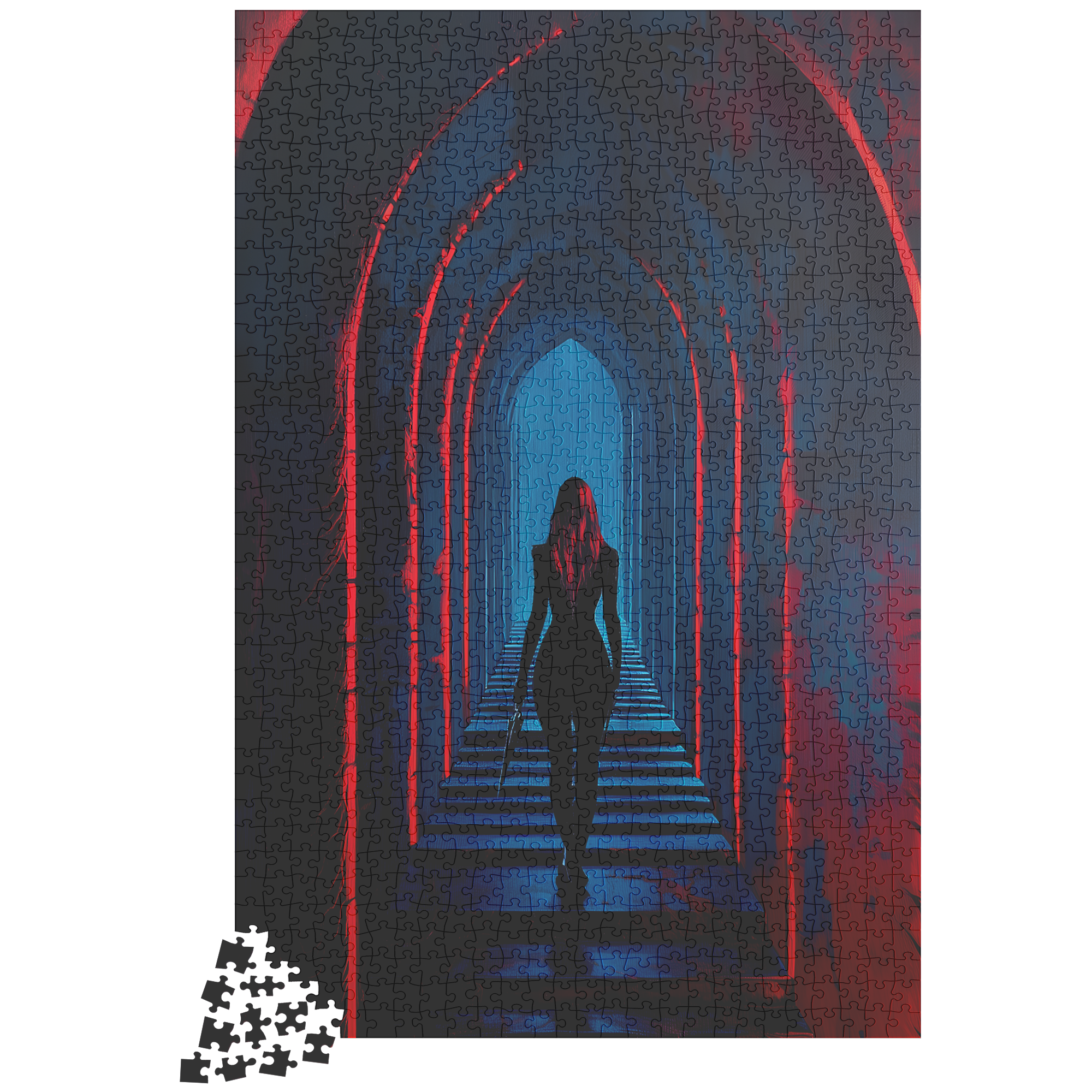 Mystery Woman Gothic Hallway Jigsaw Puzzle Dark Fantasy Aesthetic Puzzle for Adults & Gifts