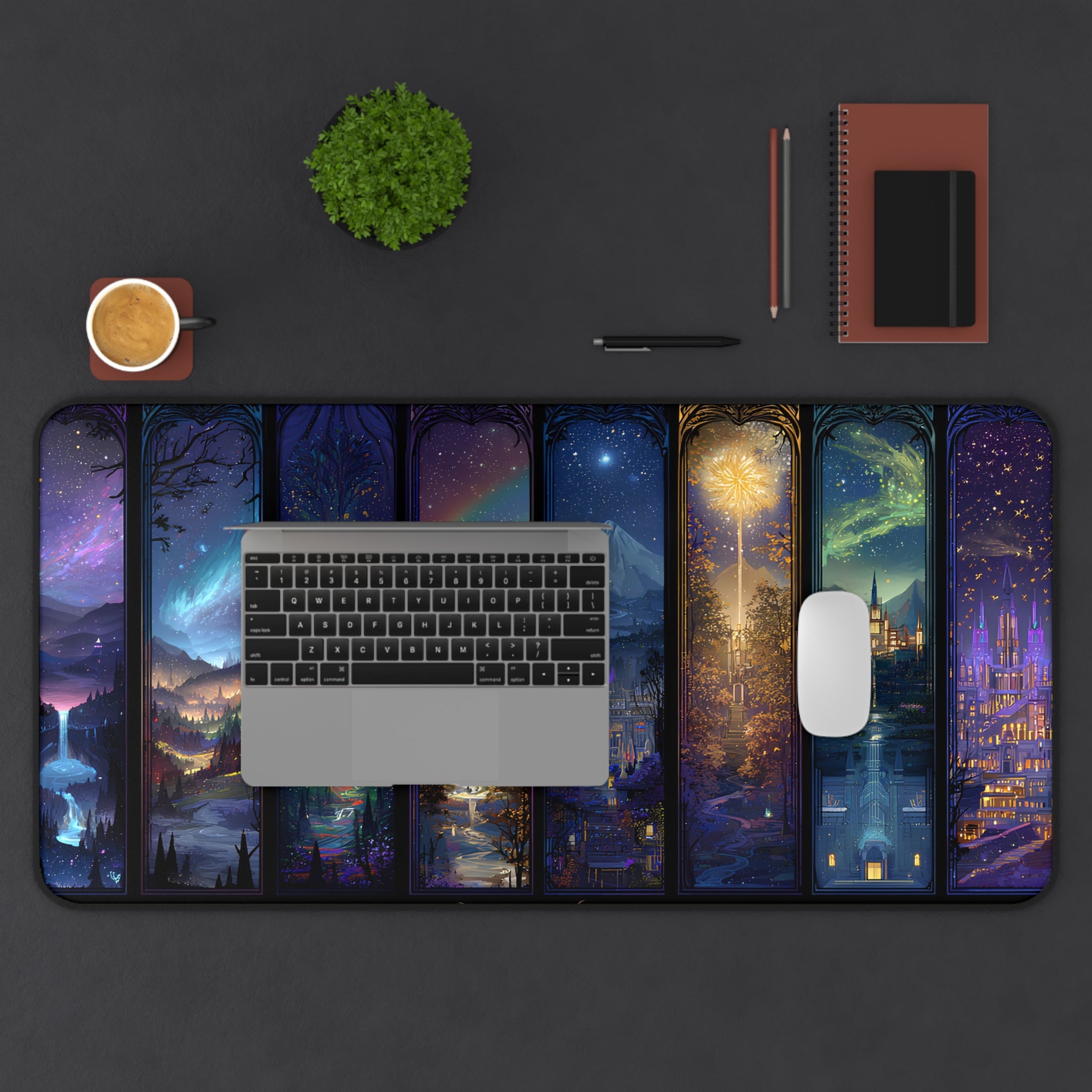 magical Night Court reading desk mat, Velaris inspired home office decor, large fantasy desk mat for gaming setup