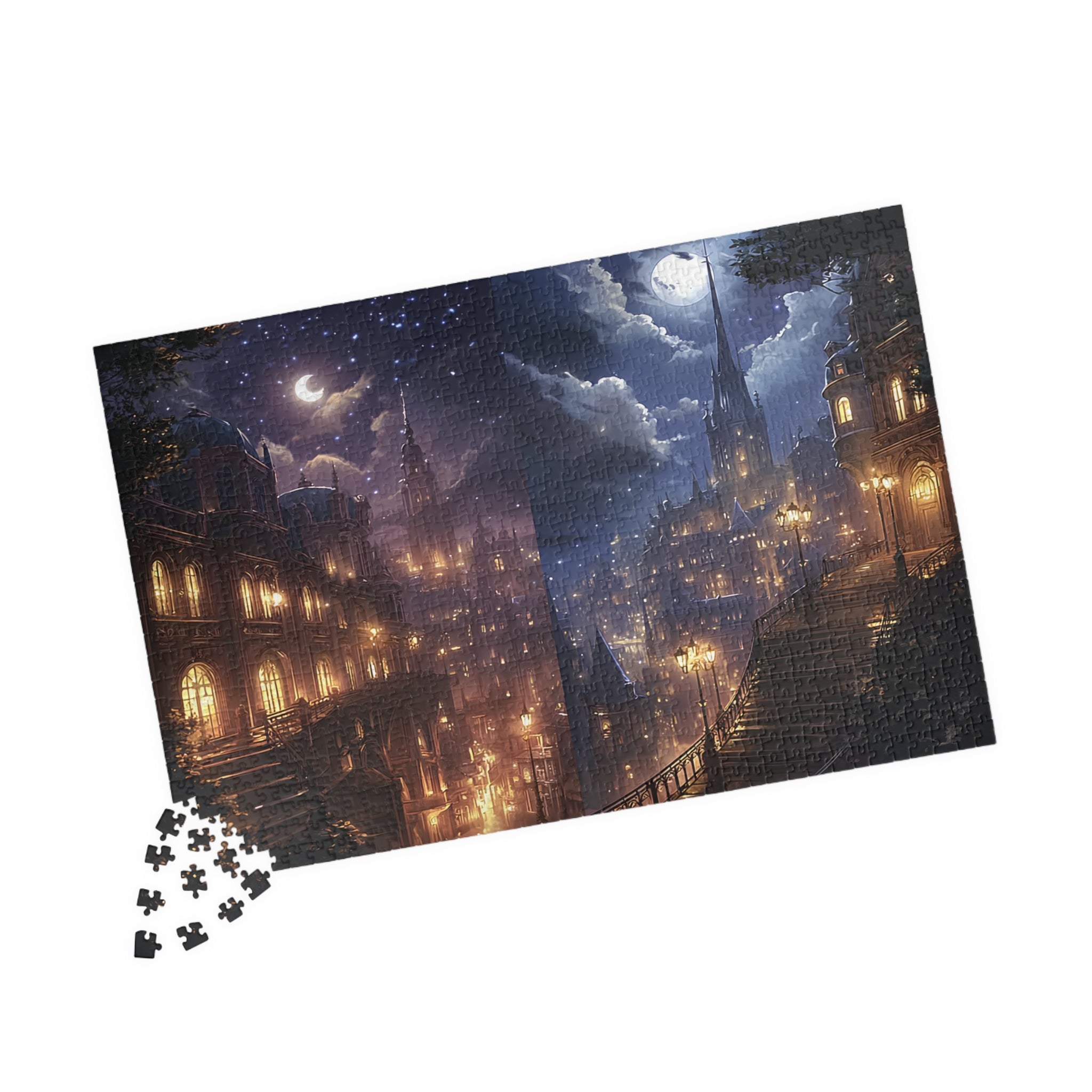 Mystical Night Cityscape Puzzle Starry Fantasy Skyline Jigsaw for Adults & Unique Relaxing Gift