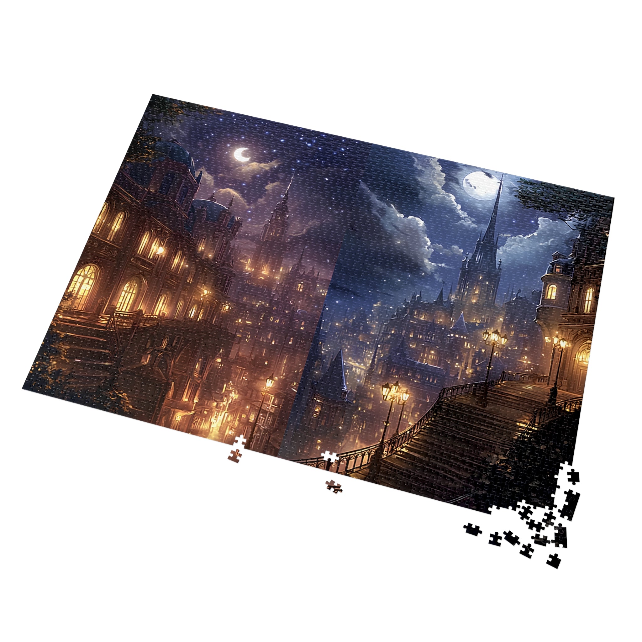 Mystical Night Cityscape Puzzle Starry Fantasy Skyline Jigsaw for Adults & Unique Relaxing Gift
