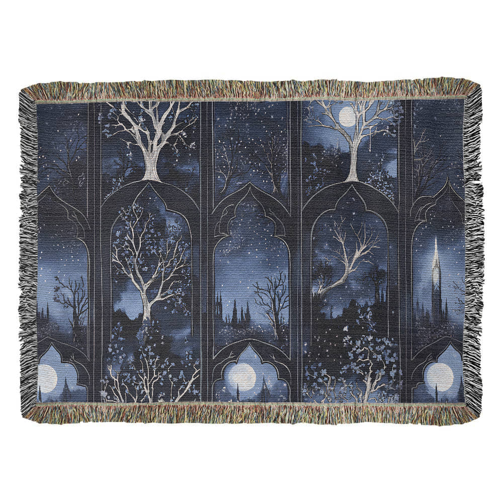 Dark Blue Gothic Woven Blanket