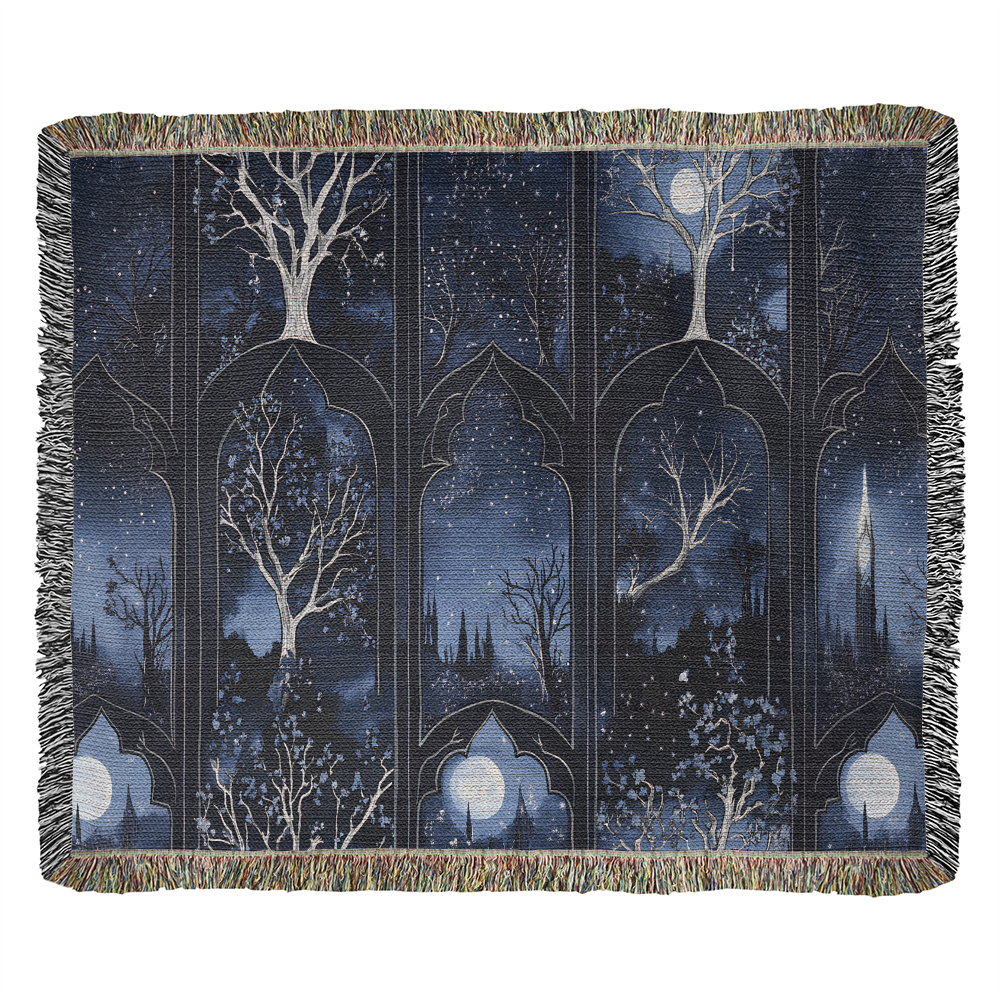 Dark Blue Gothic Woven Blanket