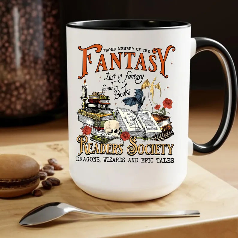 Exclusive 15oz Black Fantasy Mug for Book Lovers & Fantasy Fans