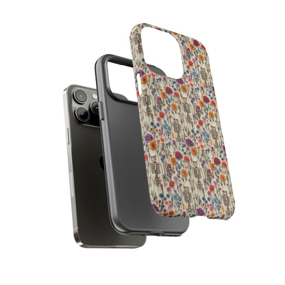 Skeleton Floral Phone Case – Gothic Vintage Botanical Skull Cover for iPhone, Samsung & Pixel Models