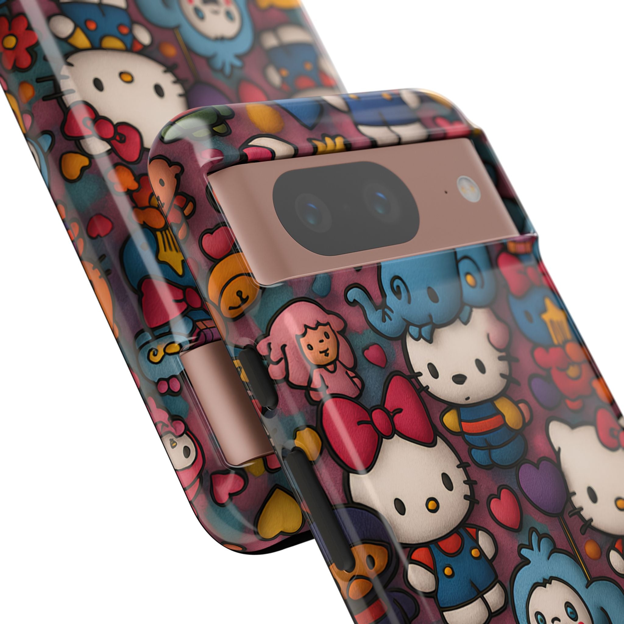 Cute Kawaii Cartoon Phone CaseColorful Hello Kitty Style Collage Cover for iPhone & Samsung