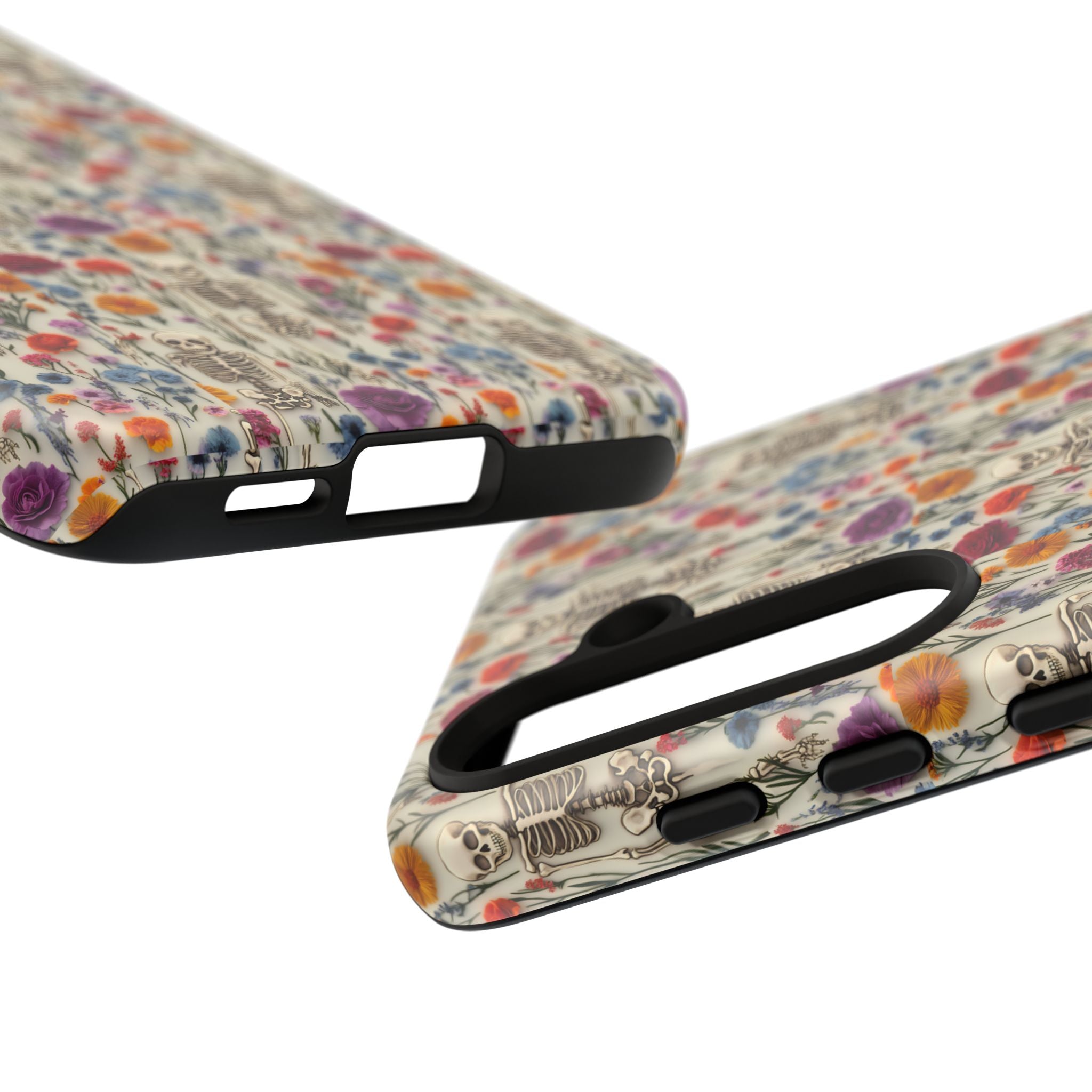 Skeleton Floral Phone Case – Gothic Vintage Botanical Skull Cover for iPhone, Samsung & Pixel Models