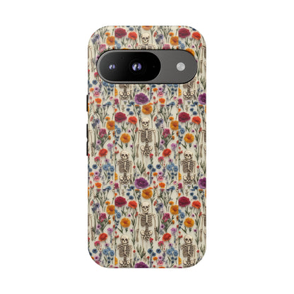 Skeleton Floral Phone Case – Gothic Vintage Botanical Skull Cover for iPhone, Samsung & Pixel Models