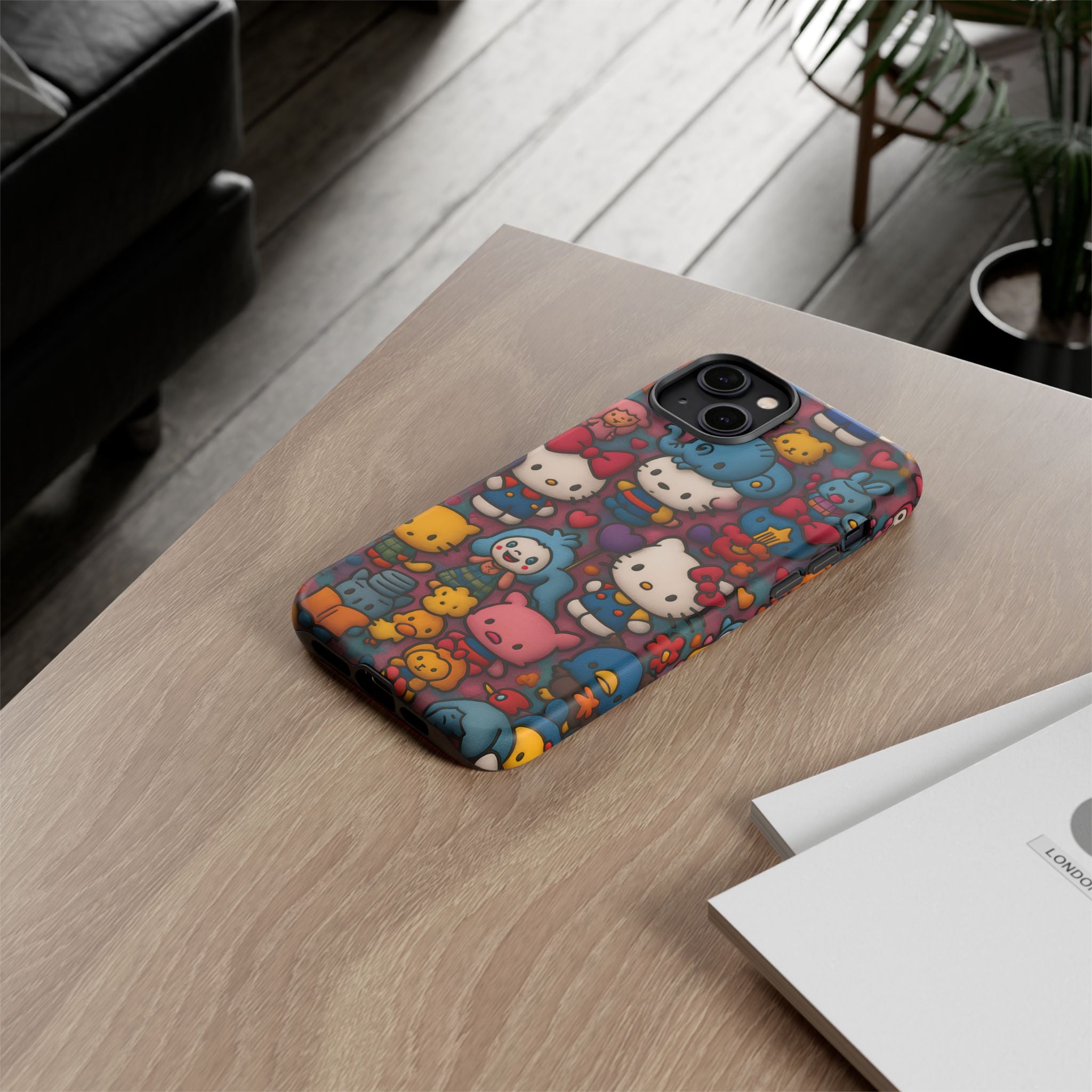Cute Kawaii Cartoon Phone CaseColorful Hello Kitty Style Collage Cover for iPhone & Samsung