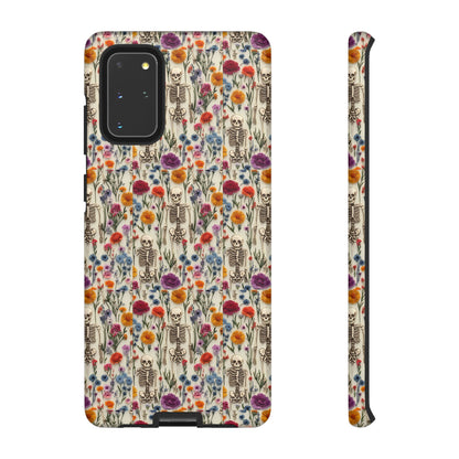 Skeleton Floral Phone Case – Gothic Vintage Botanical Skull Cover for iPhone, Samsung & Pixel Models