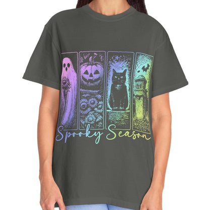 Spooky Season Halloween Shirt for Women Ghost Cat Pumpkin Tee – Cute Fall Aesthetic Witchy Graphic T-Shirt