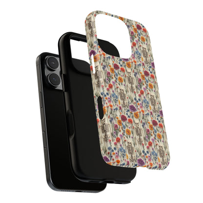 Skeleton Floral Phone Case – Gothic Vintage Botanical Skull Cover for iPhone, Samsung & Pixel Models