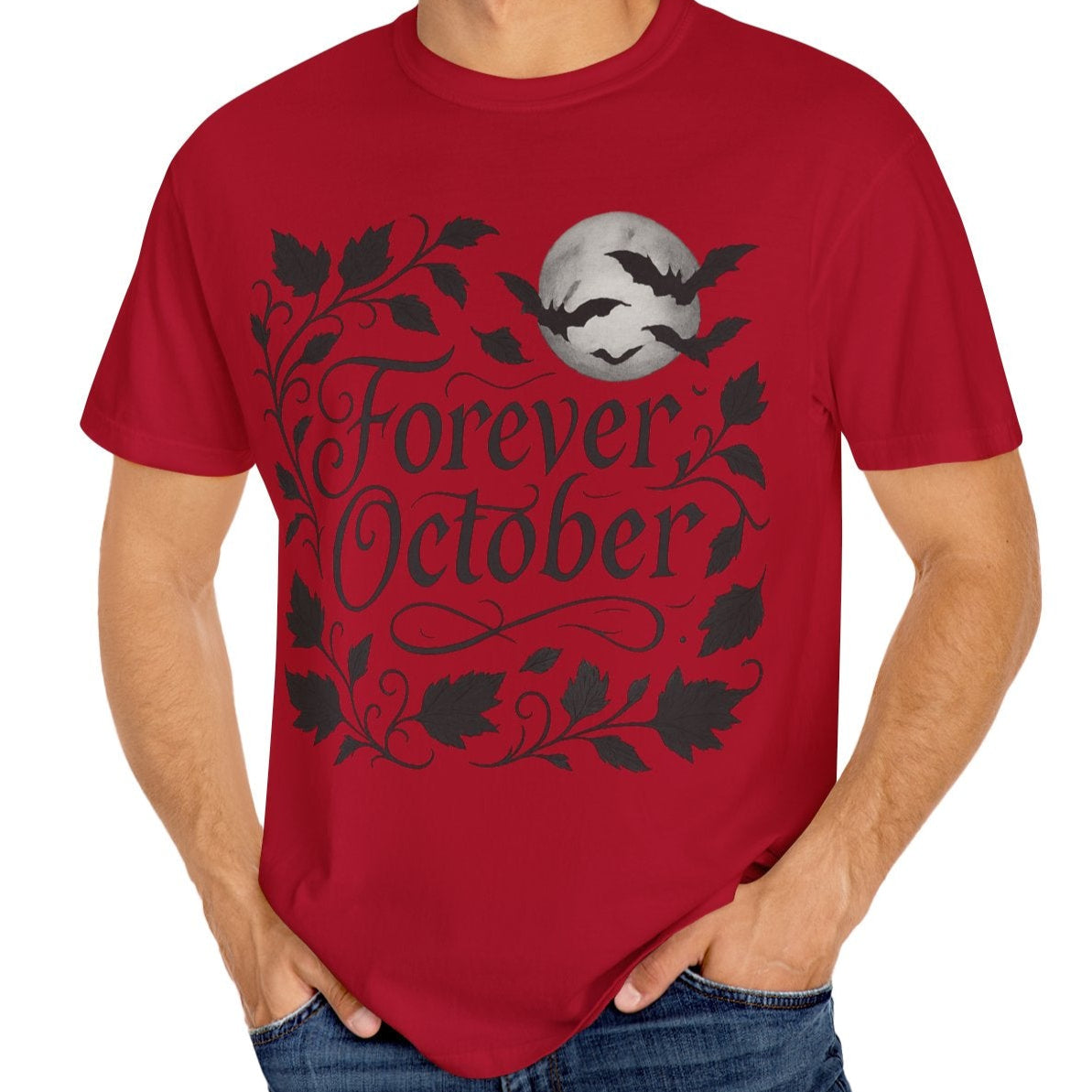 Forever October Comfort Colors Tee Cozy Gothic Fall Shirt for Halloween Lovers & Autumn Vibes