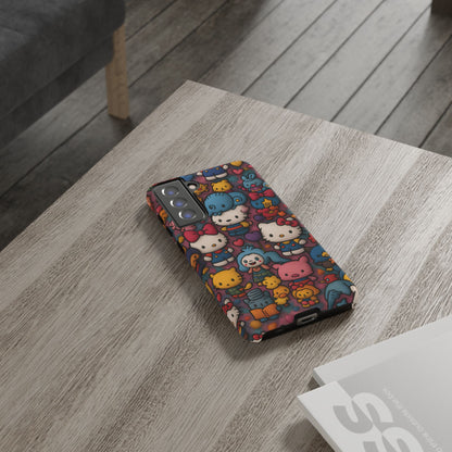 Cute Kawaii Cartoon Phone CaseColorful Hello Kitty Style Collage Cover for iPhone & Samsung