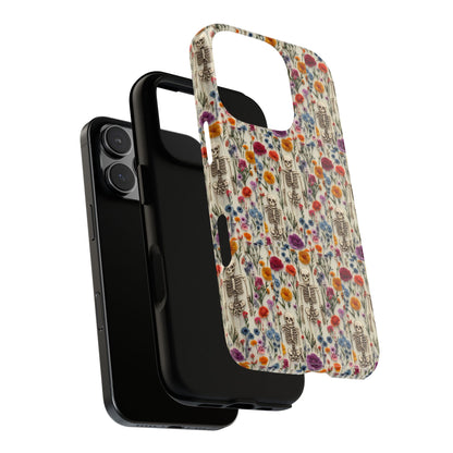 Skeleton Floral Phone Case – Gothic Vintage Botanical Skull Cover for iPhone, Samsung & Pixel Models