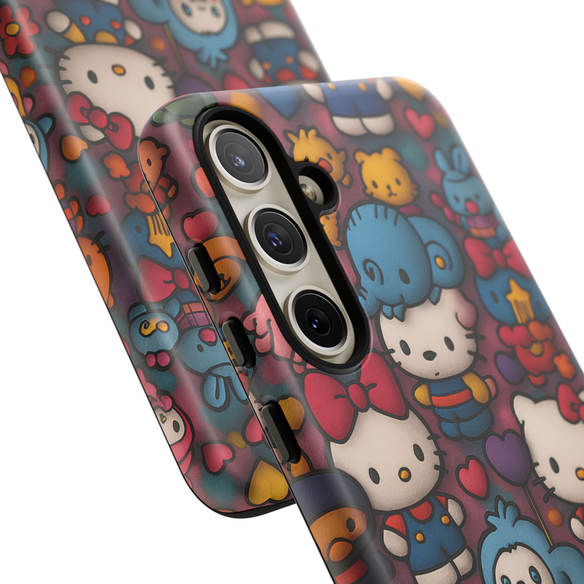 Cute Kawaii Cartoon Phone CaseColorful Hello Kitty Style Collage Cover for iPhone & Samsung