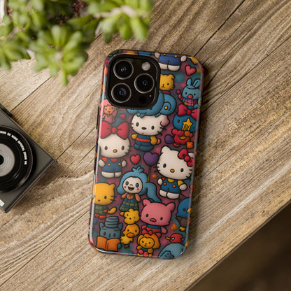 Cute Kawaii Cartoon Phone CaseColorful Hello Kitty Style Collage Cover for iPhone & Samsung