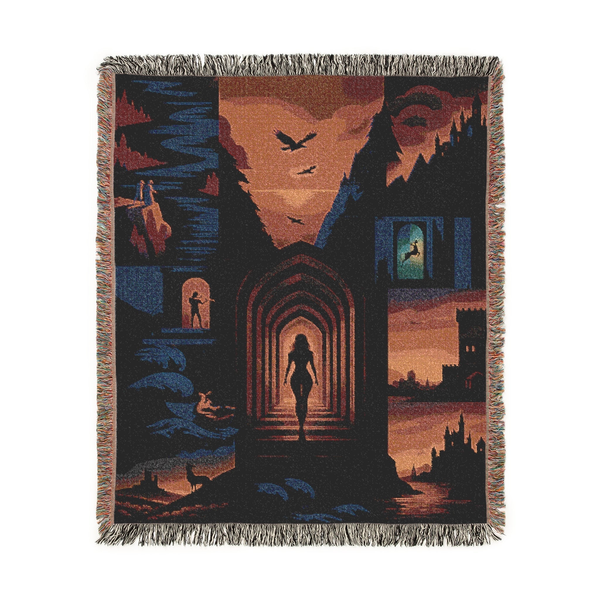 bookish decor blanket for readers, Throne of Glass inspired cotton throw, Fireheart fandom blanket with silhouette design