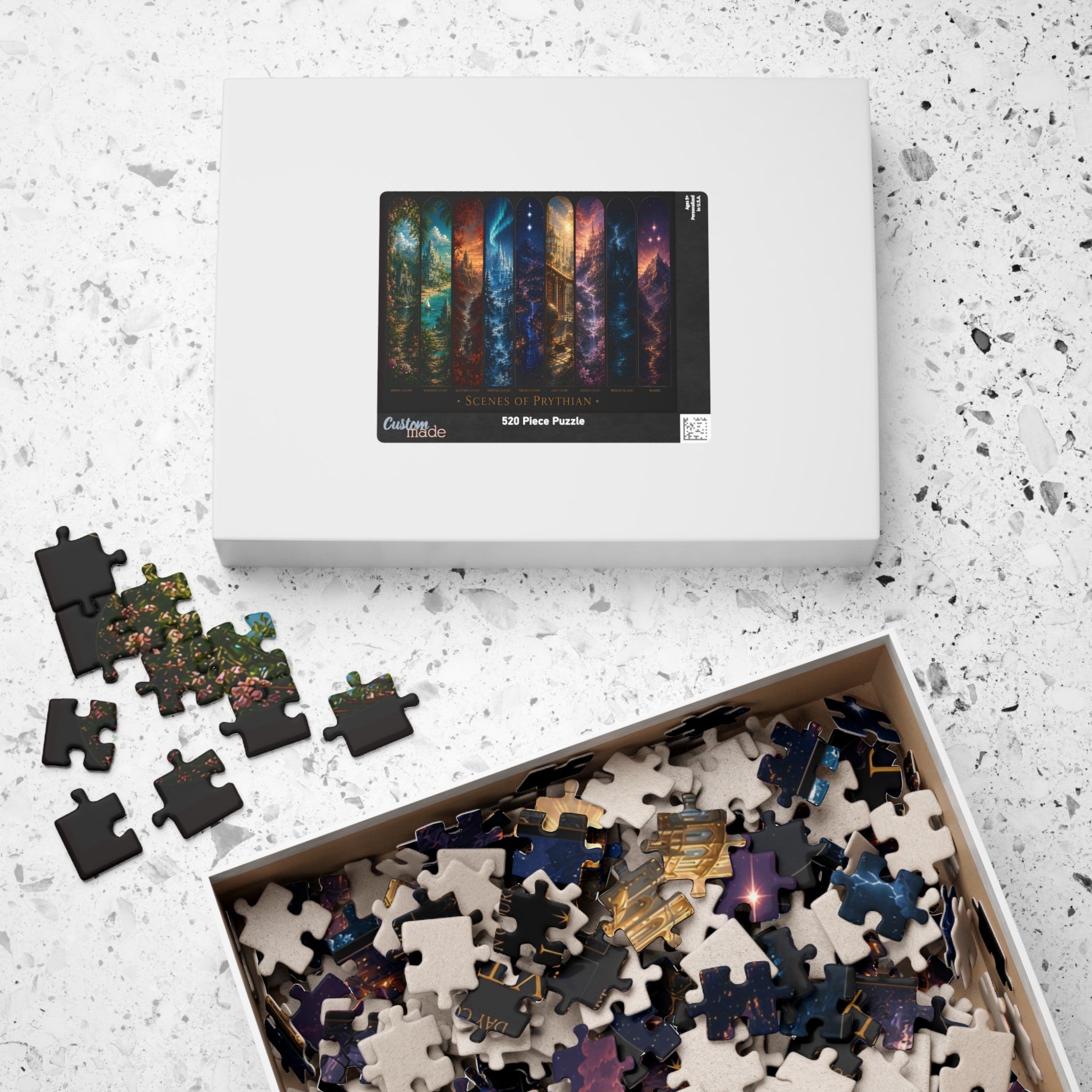 Scenes of Prythian Jigsaw Puzzle - All 7 Courts Fantasy Art, Gift Box Included