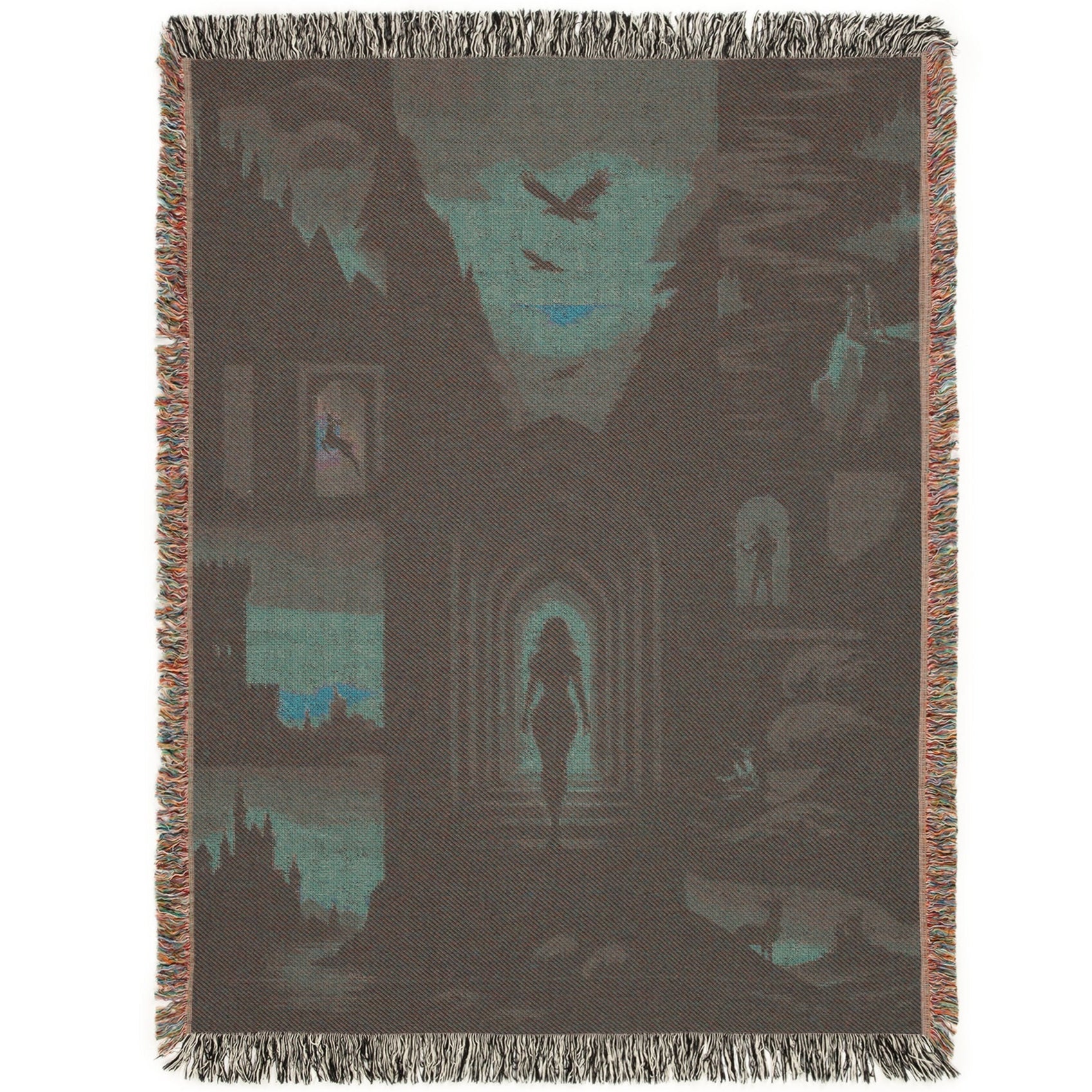 Soft woven cotton lap blanket perfect for reading corner or dorm room decor