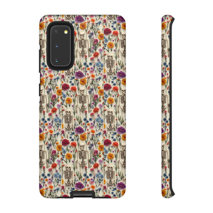 Skeleton Floral Phone Case – Gothic Vintage Botanical Skull Cover for iPhone, Samsung & Pixel Models