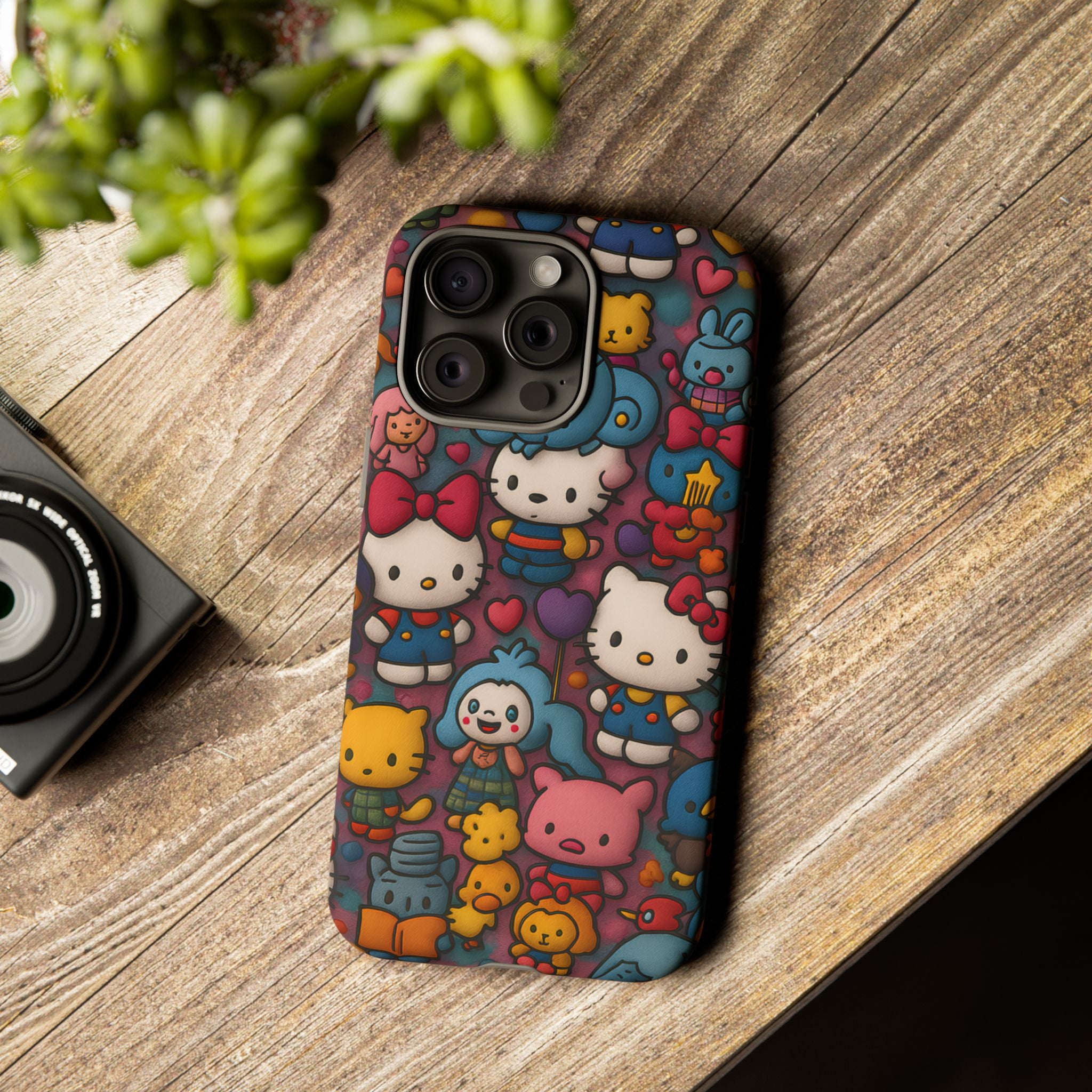 Cute Kawaii Cartoon Phone CaseColorful Hello Kitty Style Collage Cover for iPhone & Samsung
