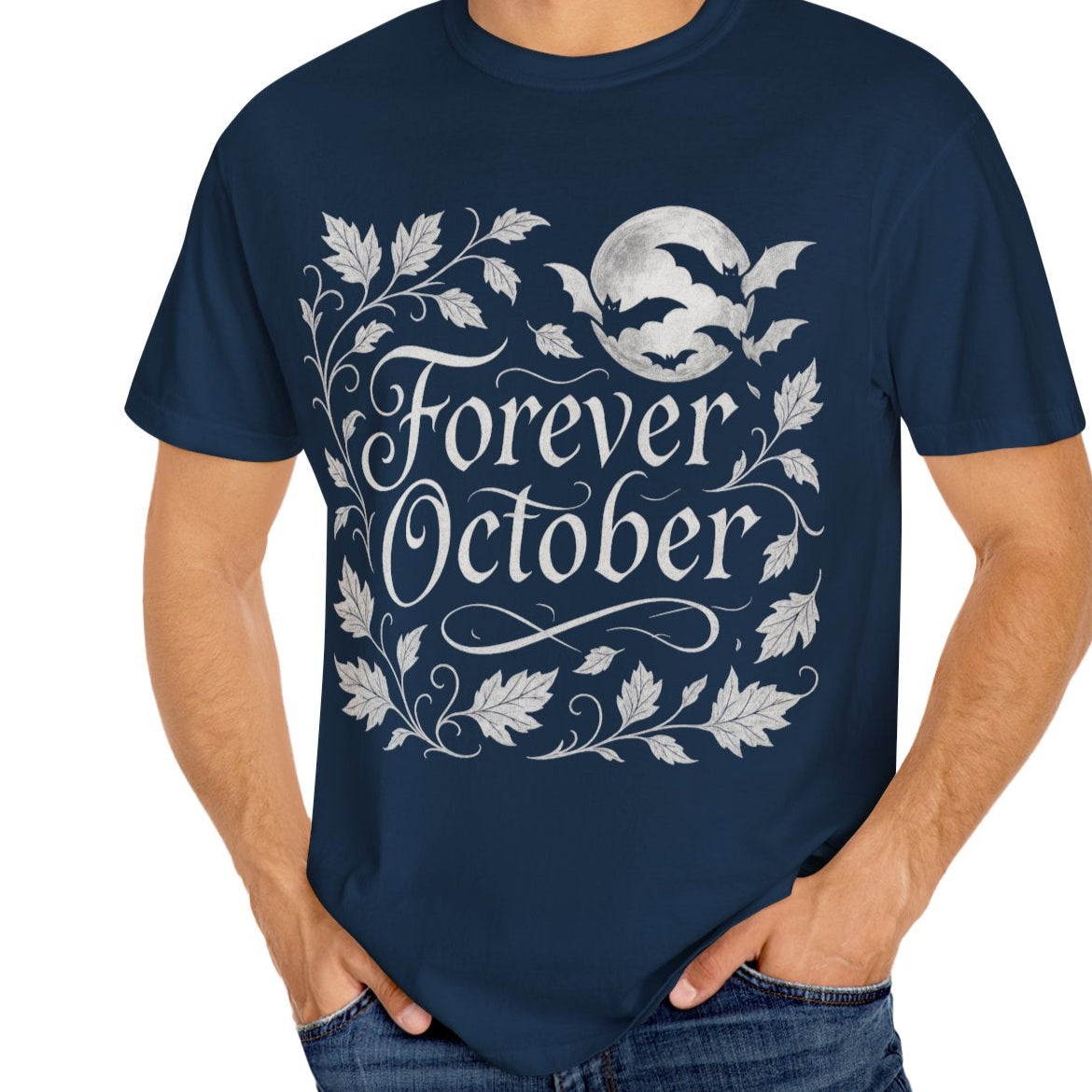 Forever October Comfort Colors Tee Cozy Gothic Fall Shirt for Halloween Lovers & Autumn Vibes