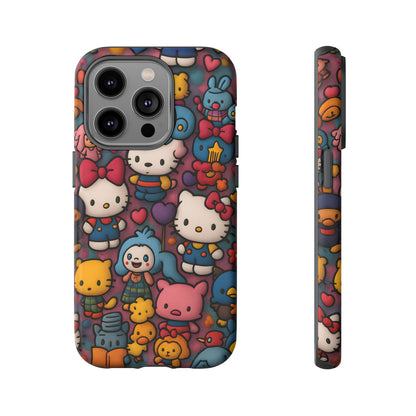 Cute Kawaii Cartoon Phone CaseColorful Hello Kitty Style Collage Cover for iPhone & Samsung