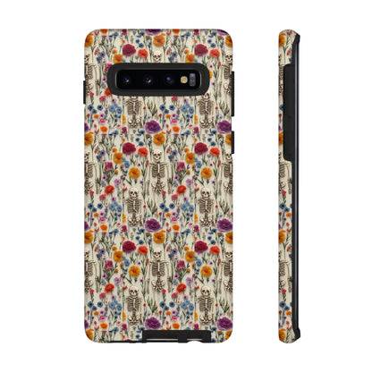 Skeleton Floral Phone Case – Gothic Vintage Botanical Skull Cover for iPhone, Samsung & Pixel Models