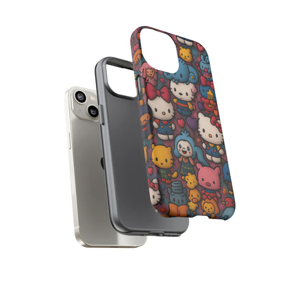 Cute Kawaii Cartoon Phone CaseColorful Hello Kitty Style Collage Cover for iPhone & Samsung