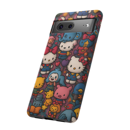 Cute Kawaii Cartoon Phone CaseColorful Hello Kitty Style Collage Cover for iPhone & Samsung