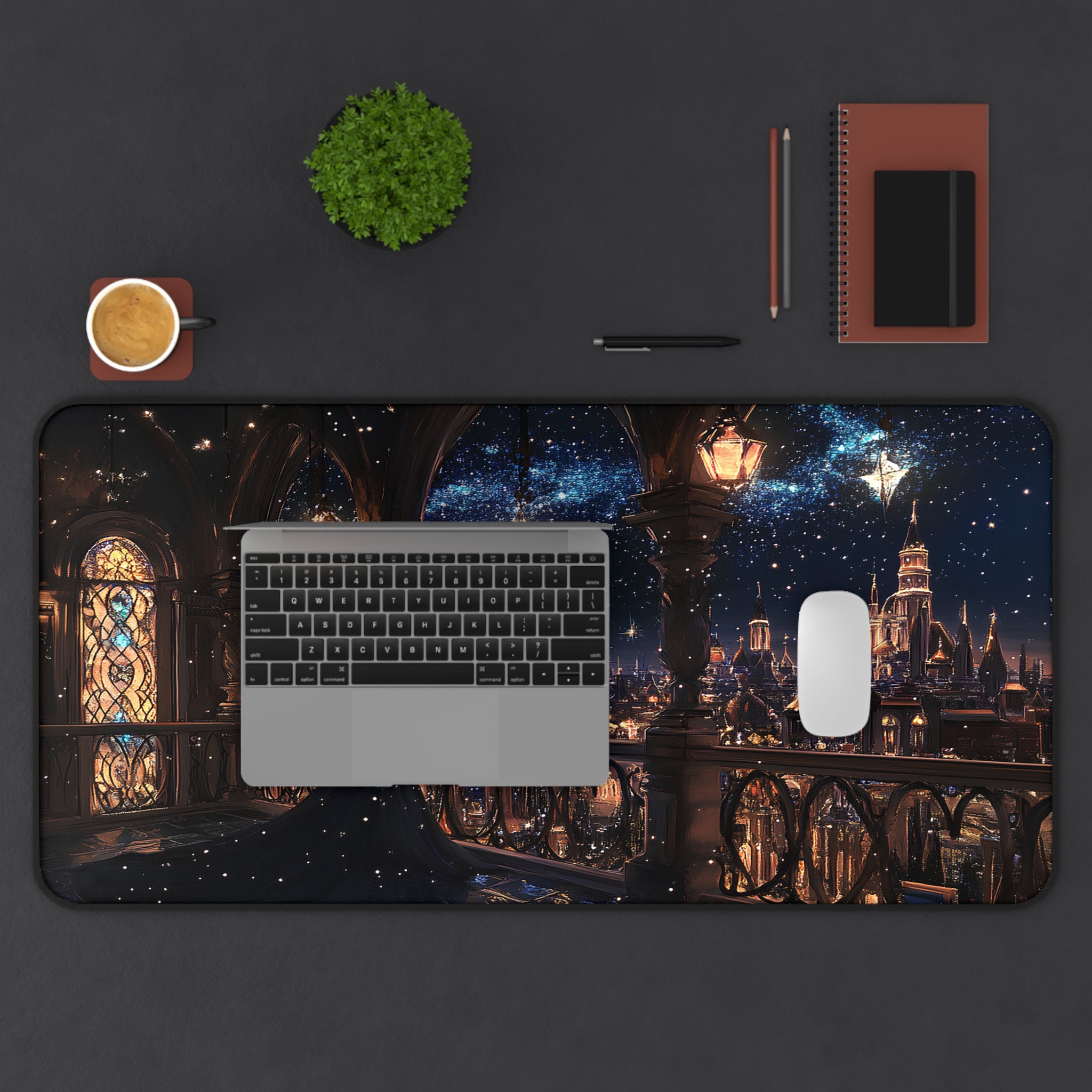 Fantasy cityscape mouse pad gift for book lovers