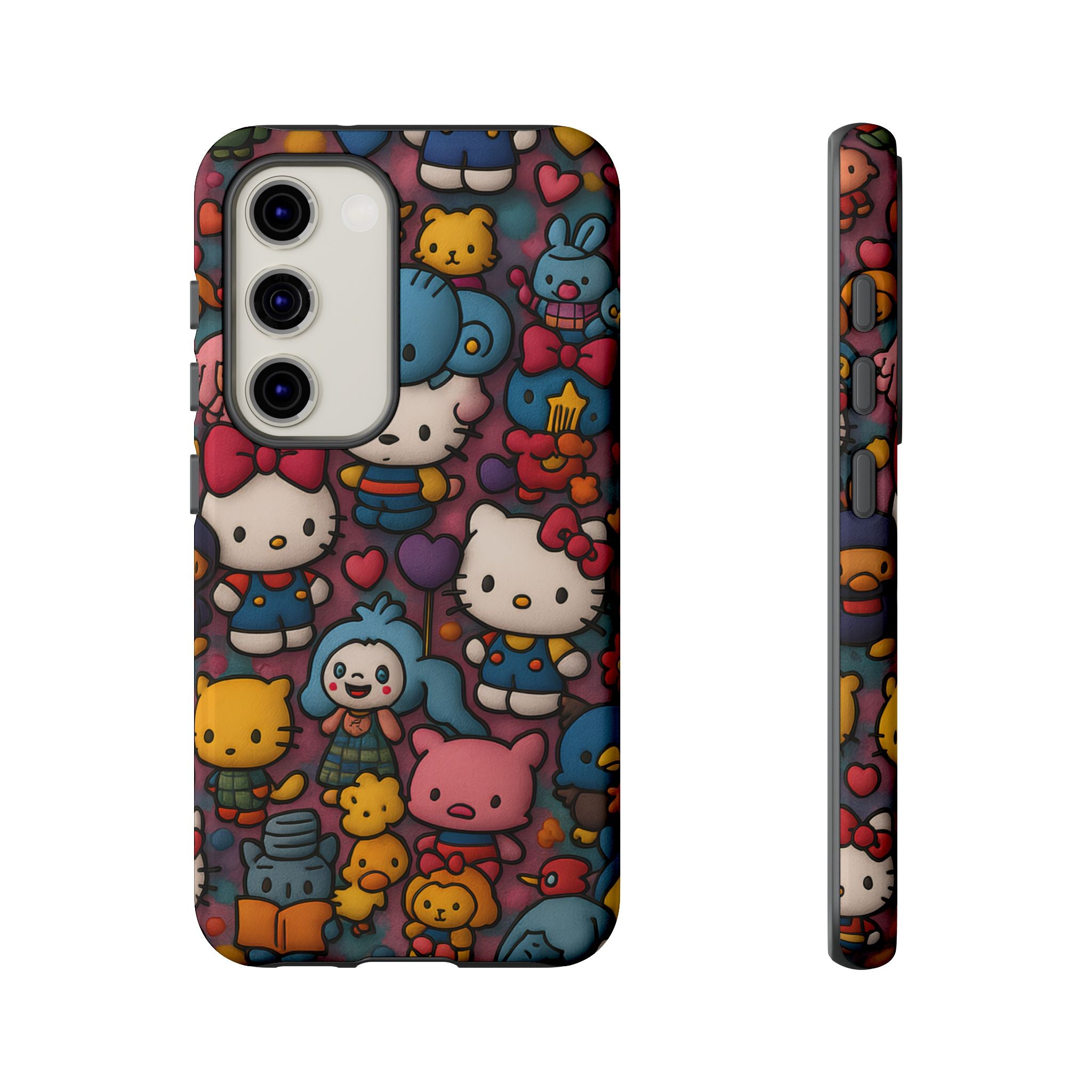 Cute Kawaii Cartoon Phone CaseColorful Hello Kitty Style Collage Cover for iPhone & Samsung