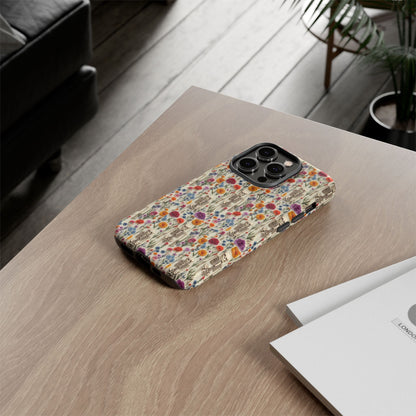 Skeleton Floral Phone Case – Gothic Vintage Botanical Skull Cover for iPhone, Samsung & Pixel Models