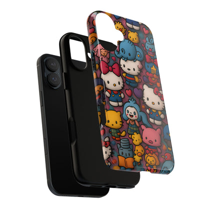 Cute Kawaii Cartoon Phone CaseColorful Hello Kitty Style Collage Cover for iPhone & Samsung
