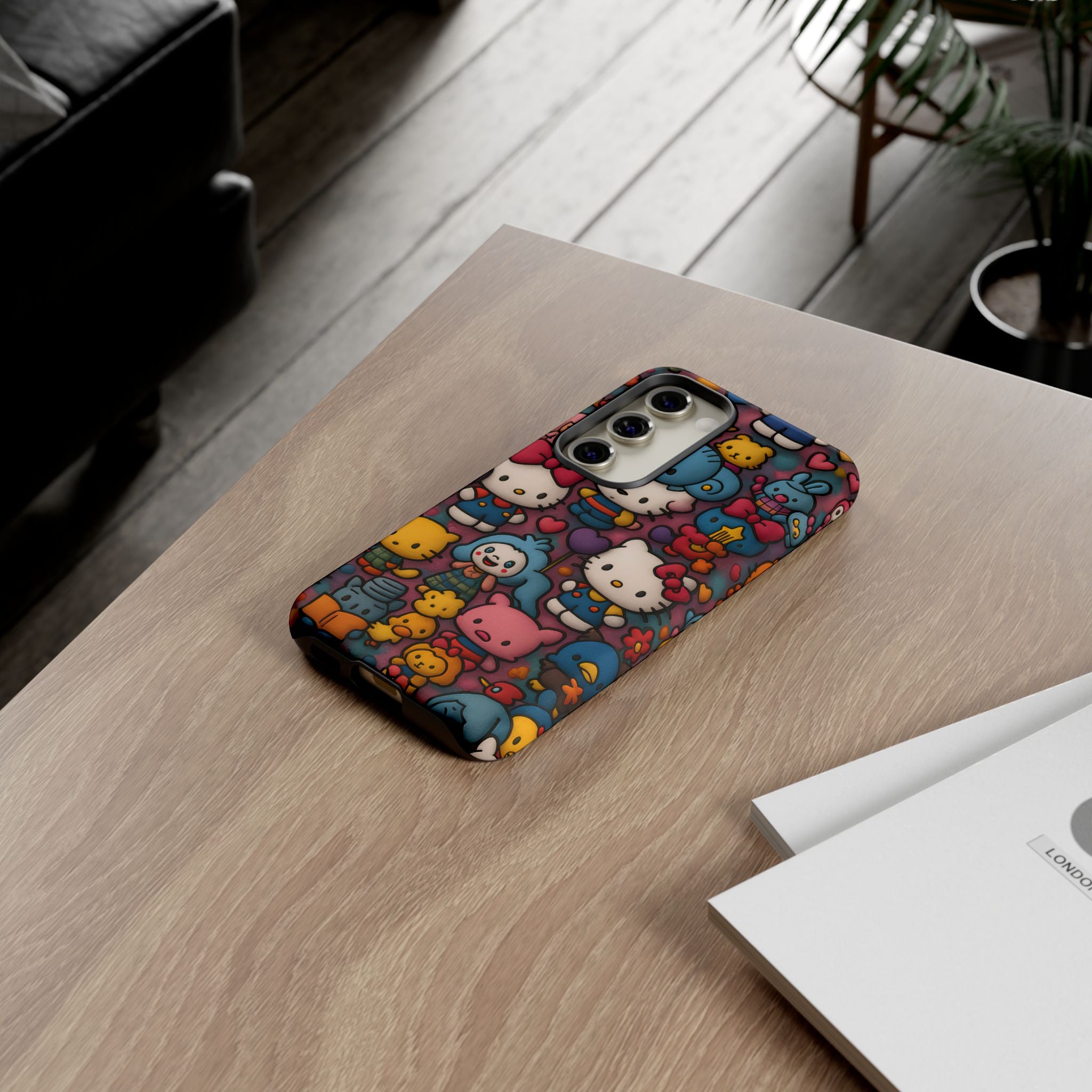 Cute Kawaii Cartoon Phone CaseColorful Hello Kitty Style Collage Cover for iPhone & Samsung