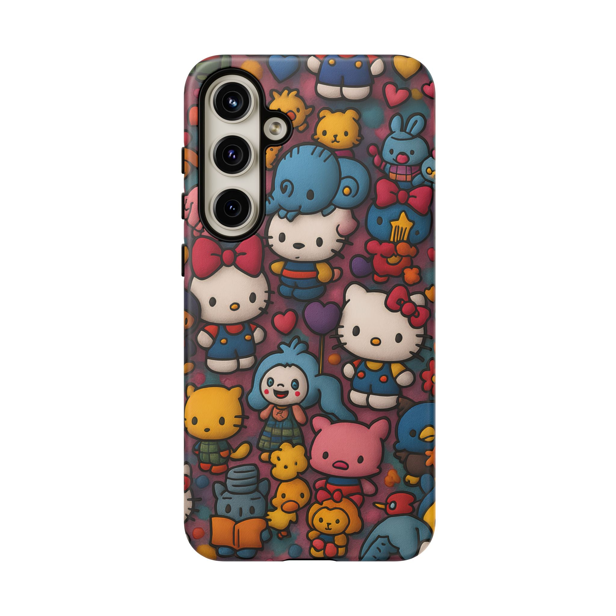 Cute Kawaii Cartoon Phone CaseColorful Hello Kitty Style Collage Cover for iPhone & Samsung
