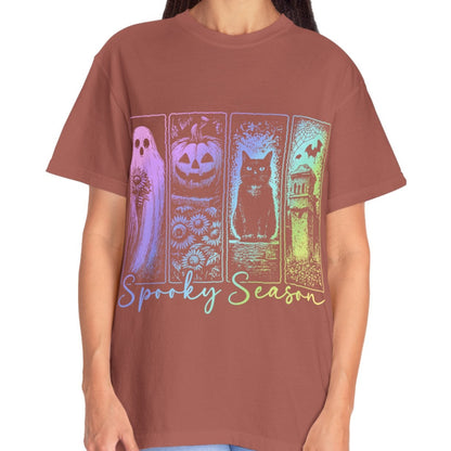Spooky Season Halloween Shirt for Women Ghost Cat Pumpkin Tee – Cute Fall Aesthetic Witchy Graphic T-Shirt