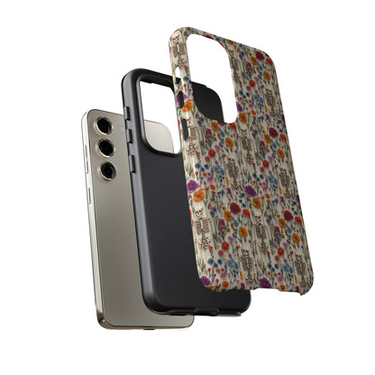 Skeleton Floral Phone Case – Gothic Vintage Botanical Skull Cover for iPhone, Samsung & Pixel Models
