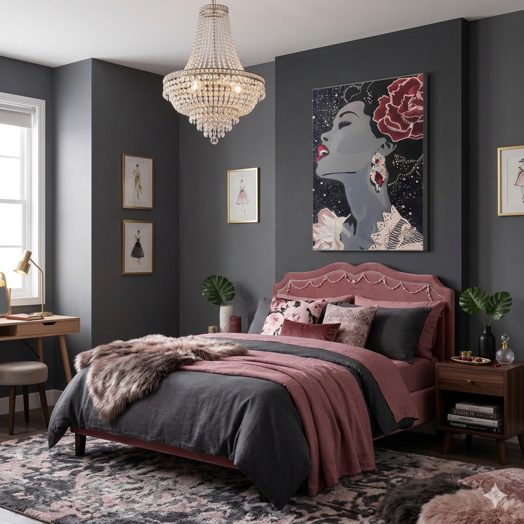 modern jazz singer canvas portrait with dramatic black backdrop, gallery wrapped Billie Holiday tribute art ready to hang, Afrocentric luxury wall art featuring iconic jazz legend silhouette