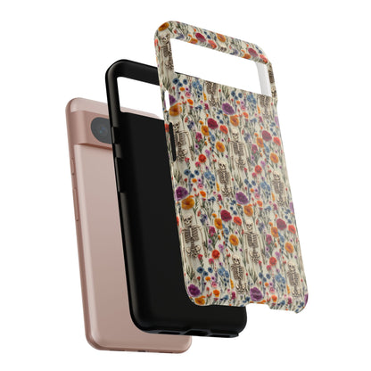 Skeleton Floral Phone Case – Gothic Vintage Botanical Skull Cover for iPhone, Samsung & Pixel Models