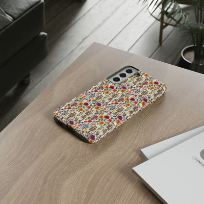 Skeleton Floral Phone Case – Gothic Vintage Botanical Skull Cover for iPhone, Samsung & Pixel Models