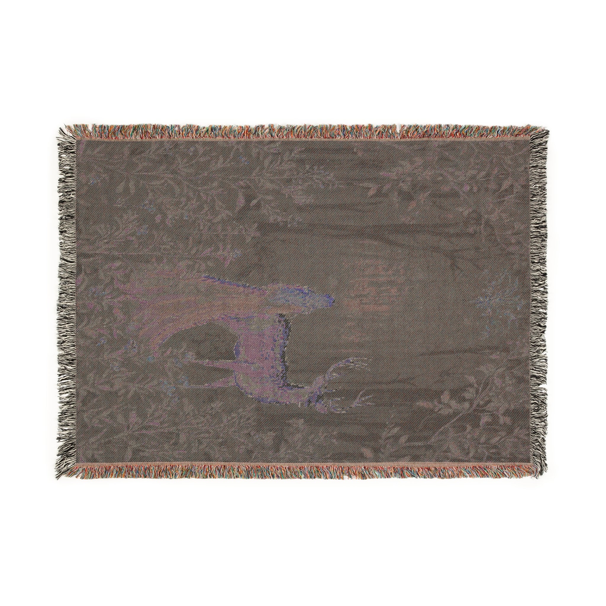 Enchanted Forest Woven Throw Blanket | Mystical Deer & Maiden Fairytale Tapestry Woodland Decor