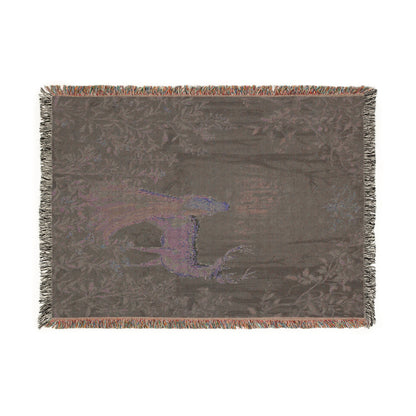 Enchanted Forest Woven Throw Blanket | Mystical Deer & Maiden Fairytale Tapestry Woodland Decor